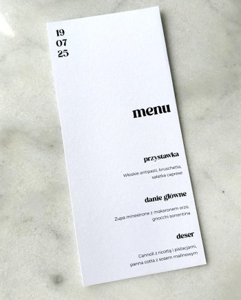 Menu na wesele na stoły minimalistyczne