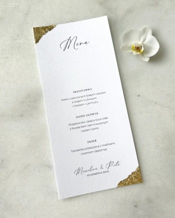 Menu weselne na stoły złote Aurelia