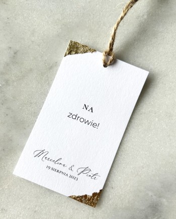 Etykiety na butelki weselne złote Aurelia