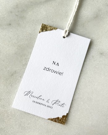 Zawieszki na butelki ślubne złote