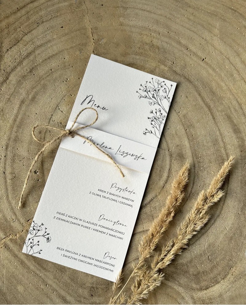 Menu weselne na stoły Maeve rustykalne