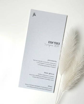 Menu weselne na stoły szare Ashy nowoczesne