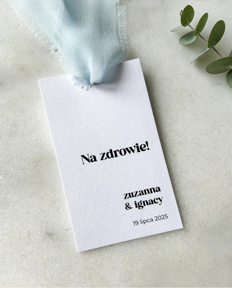 Zawieszki na butelki weselne Zoe nowoczesne