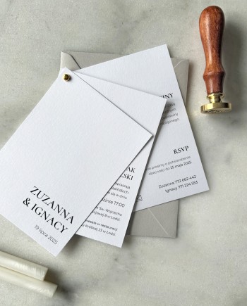 Zaproszenia ślubne trzykartkowe w stylu minimalistycznym