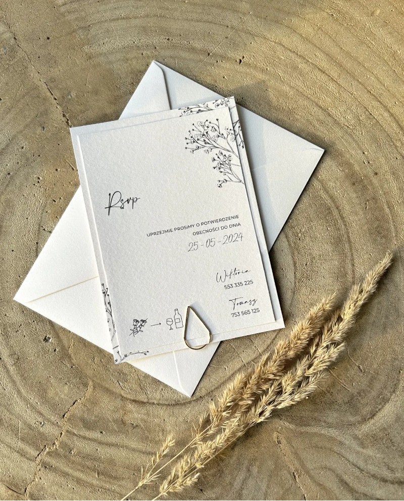 Zaproszenia ślubne rustykalne kwiatowe Maeve - boho, kwiatowe
