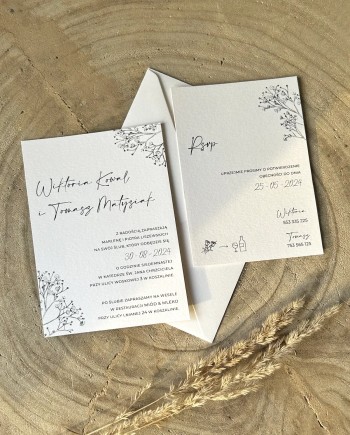 Zaproszenia ślubne rustykalne kwiatowe Maeve - boho, kwiatowe