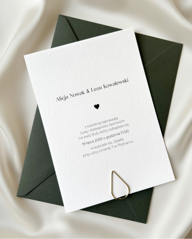 Zaproszenia na ślub minimalistyczne Alma