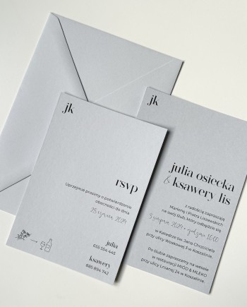 Nowoczesne szare zaproszenia na ślub