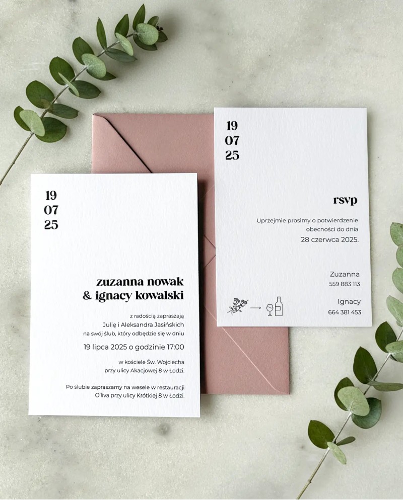 Zaproszenia ślubne nowoczesne Zoe