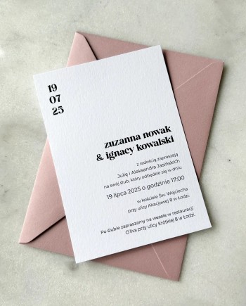 Zaproszenia ślubne personalizowane jednokartkowe Zoe