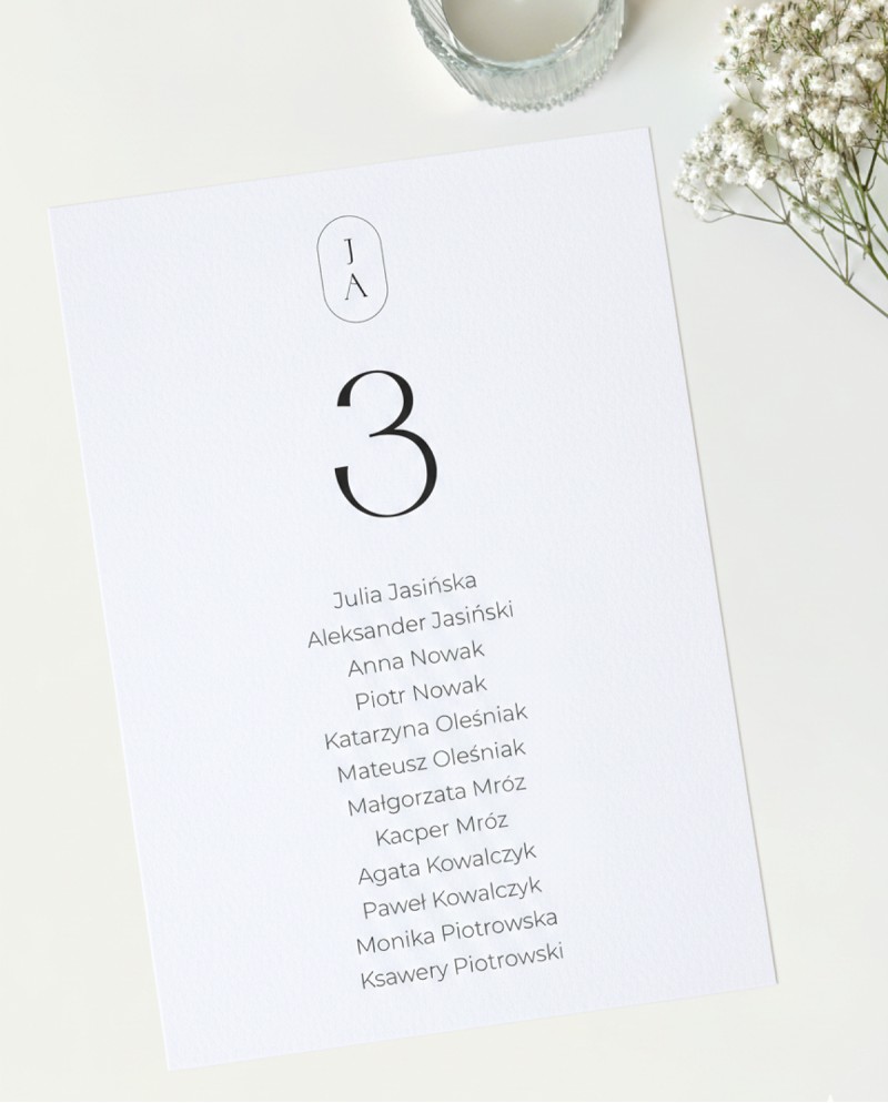 Plany stołów weselnych dla gości Monogram