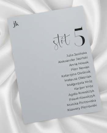 Nowoczesne plany stołów weselnych Ashy szare