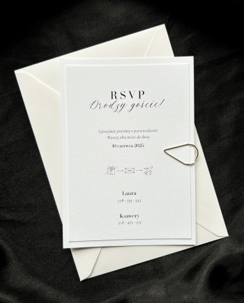 Nowoczesne zaproszenie ślubne z kartką informacyjną