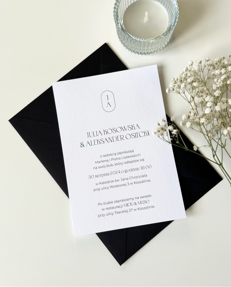 Zaproszenia ślubne z inicjałami Monogram