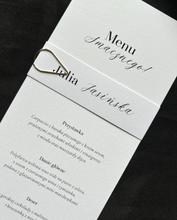 Menu weselne na stoły z winietką